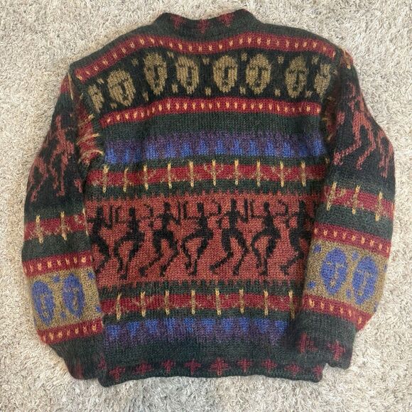 VTG Land’s End Mohair Wool Blend Cardigan Sweater Jacket Folk Art Southwestern - Picture 3 of 9